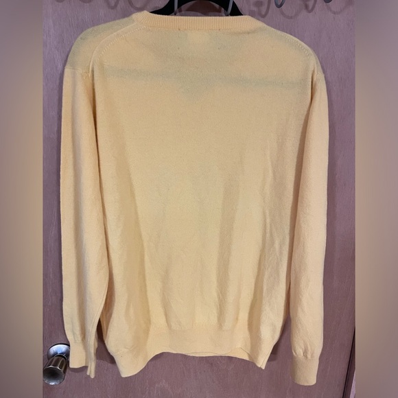 BARBOUR-Mens Sweater Large Gold V-Neck 100% Lambs Wool - Picture 2 of 4